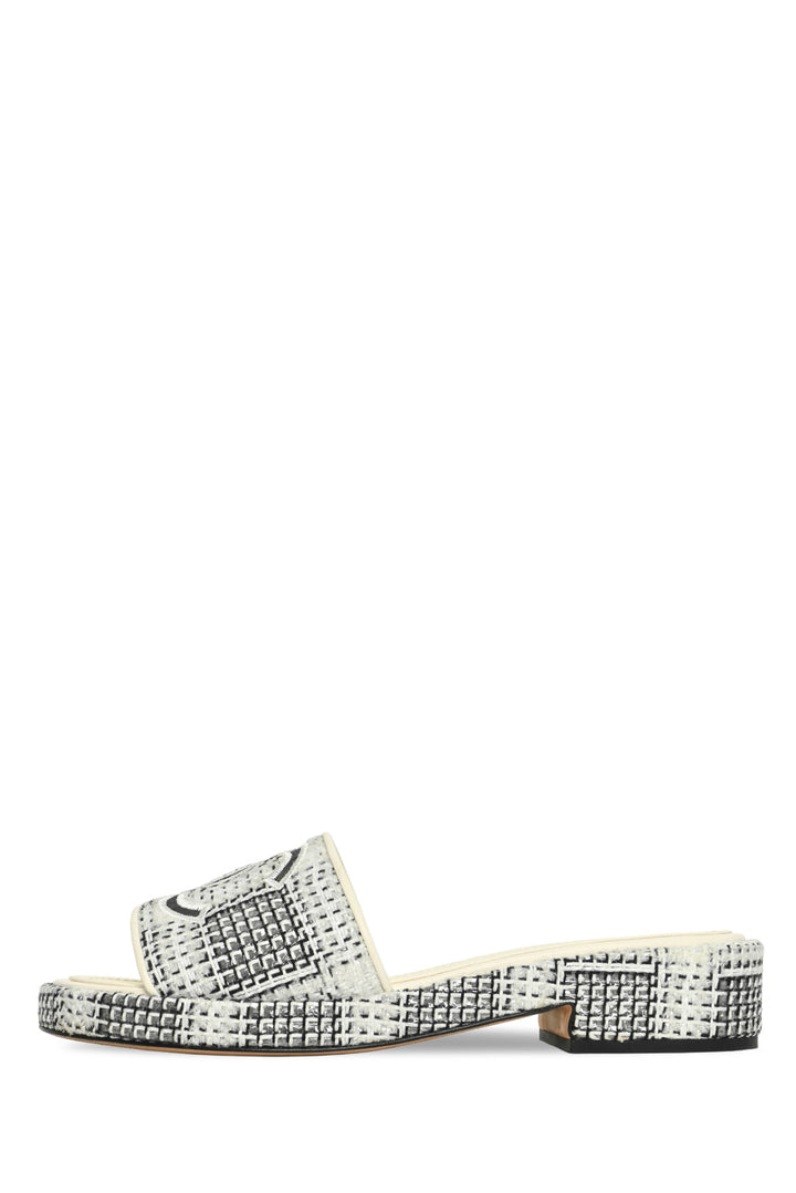 Chanel Size 40 Tweed CC Logo Slides