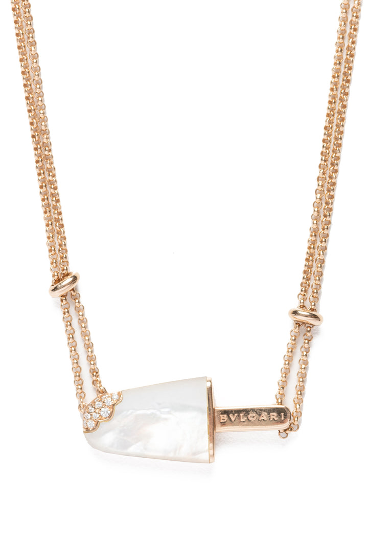 Bvlgari 18K Rose Gold Mother of Pearl & Diamond Gelati Necklace