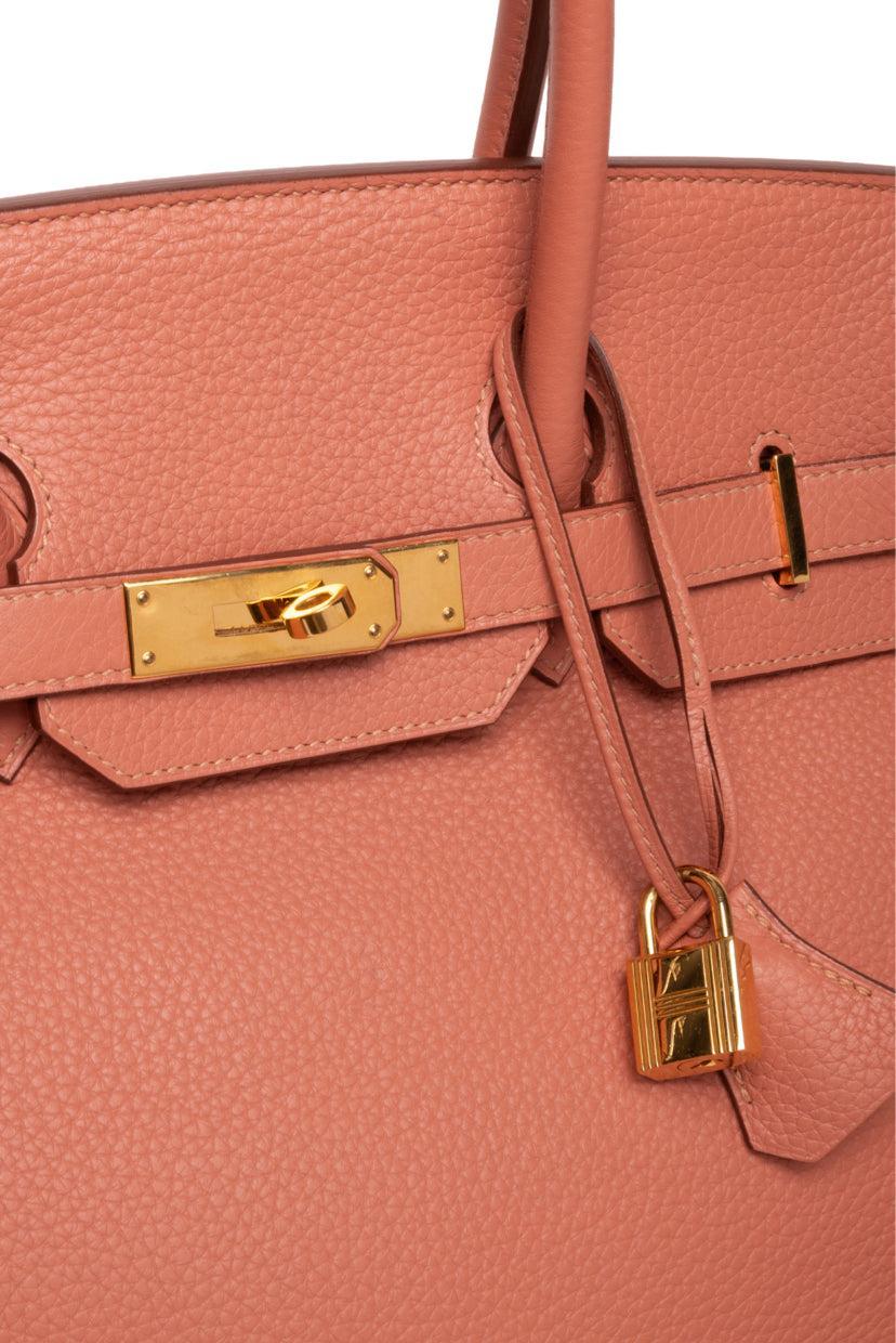 Hermes 2013 Peach Crevette Togo Leather Birkin 35 Retourne