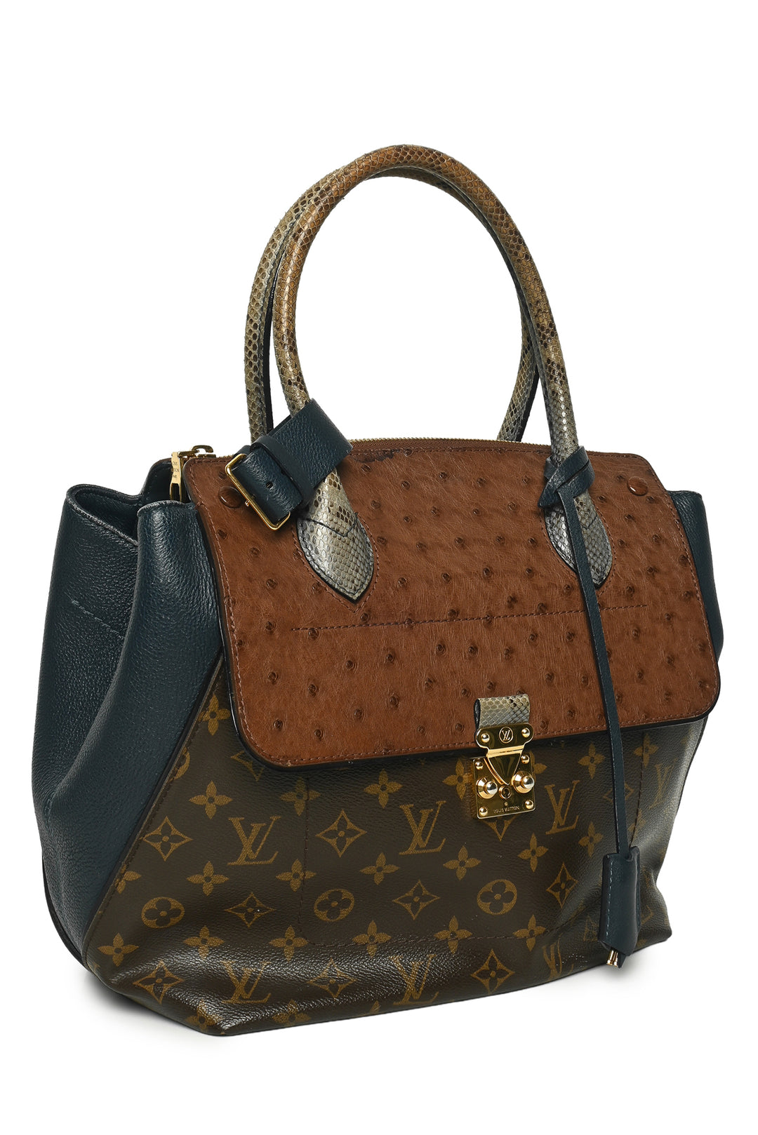 Louis Vuitton Canvas, Leather, Ostrich & Python Majestueux Exotique MM Tote