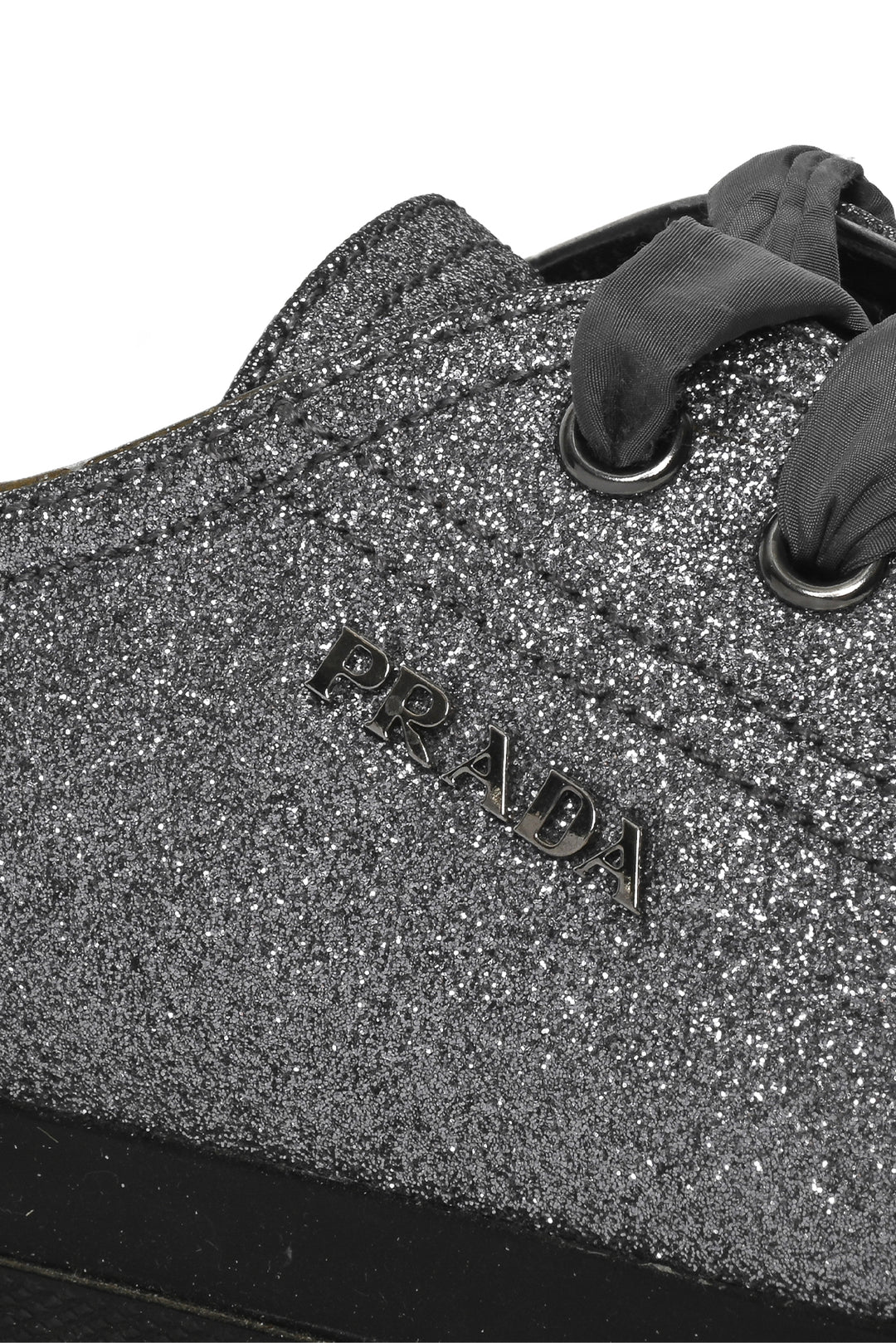 Prada Size 35 Prada Sport Silver Glitter Low Top Sneakers