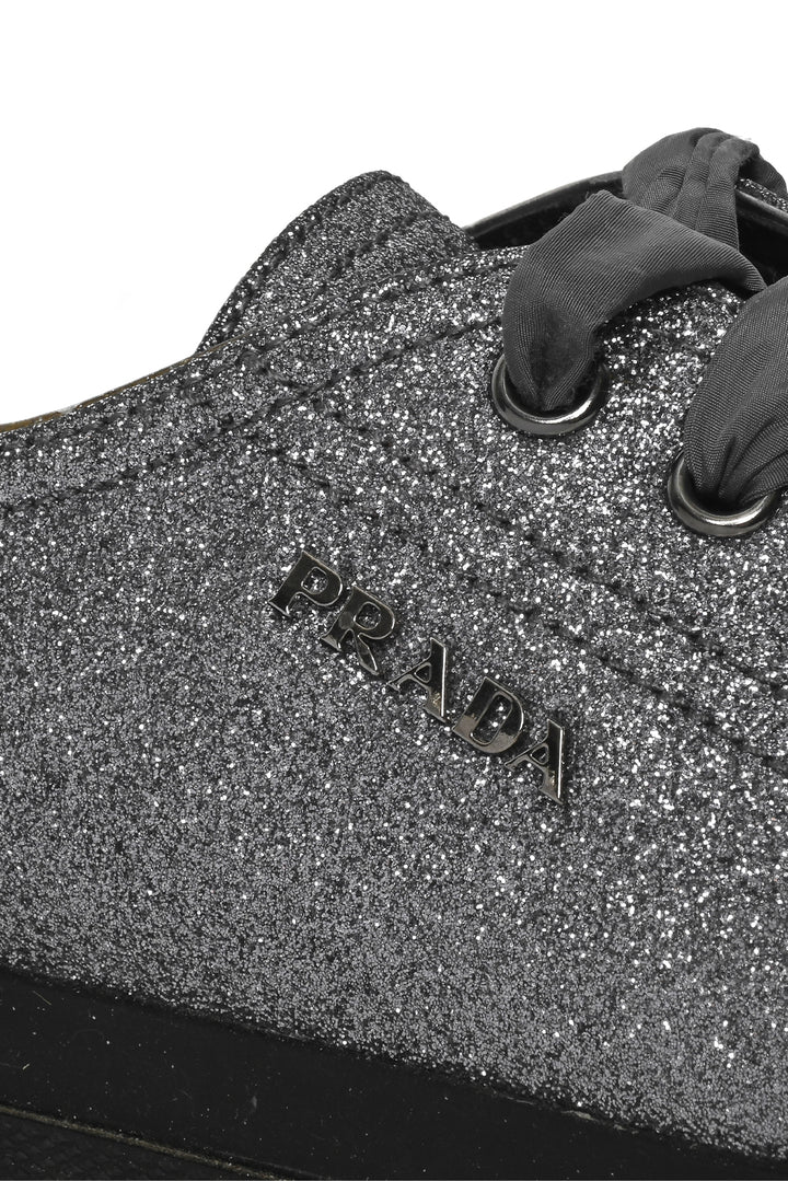 Prada Size 35 Prada Sport Silver Glitter Low Top Sneakers