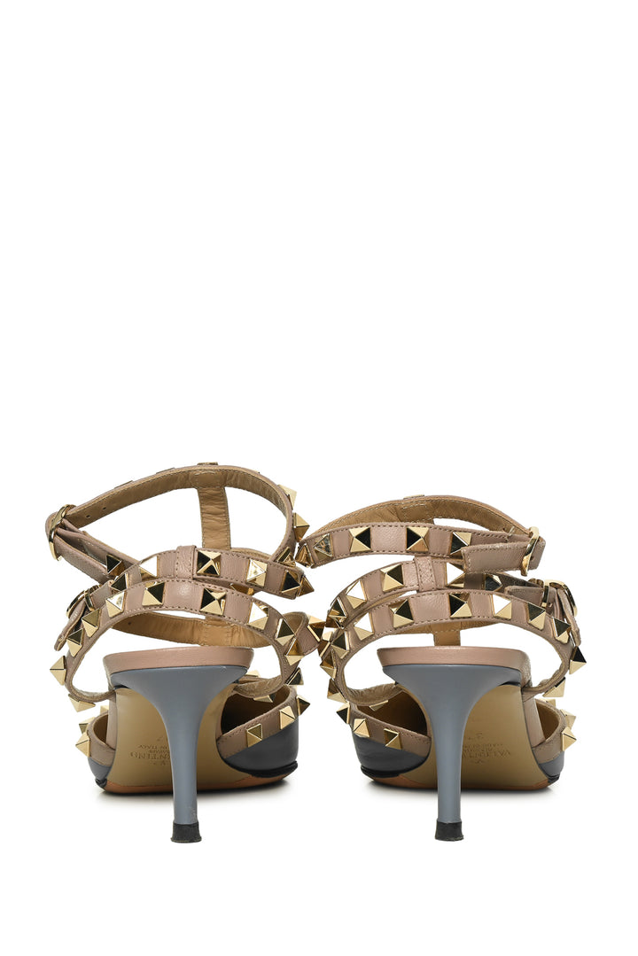Valentino Size 37 Rockstud T-Strap Kitten Heel Pumps