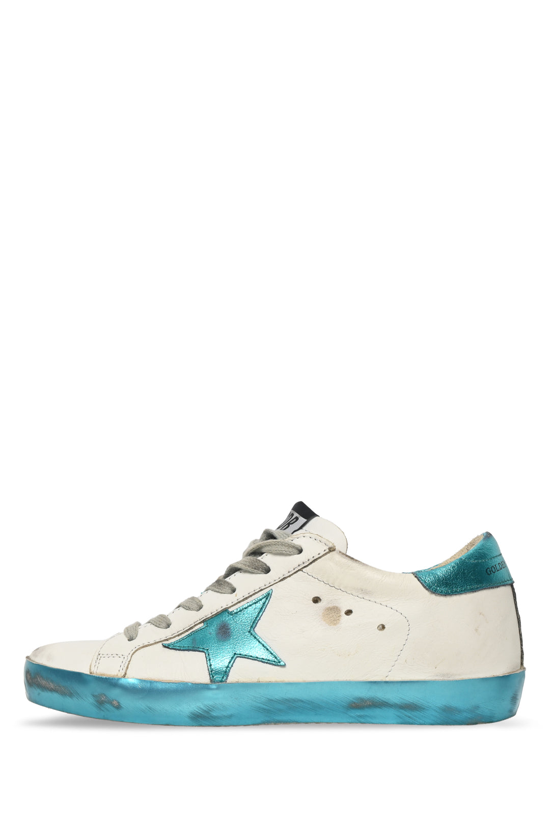 Golden Goose Size 37 Superstar Distressed Metallic Leather Low Top Sneaker