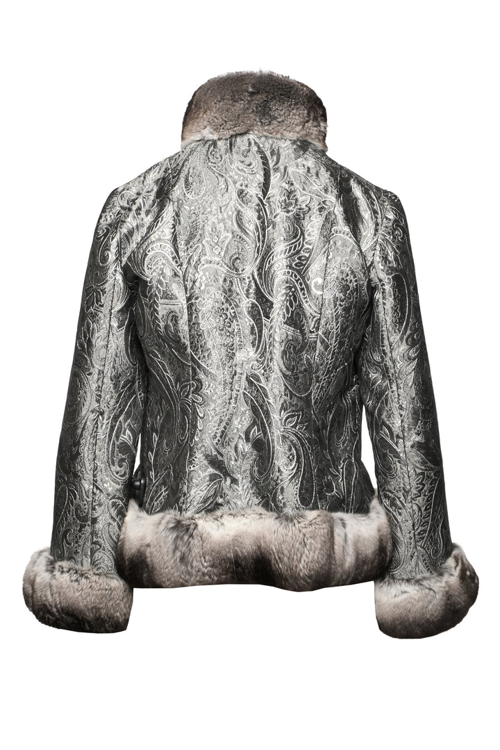 Made in U.S.A Size XS/S Jacquard Fur Trimmed Jacket