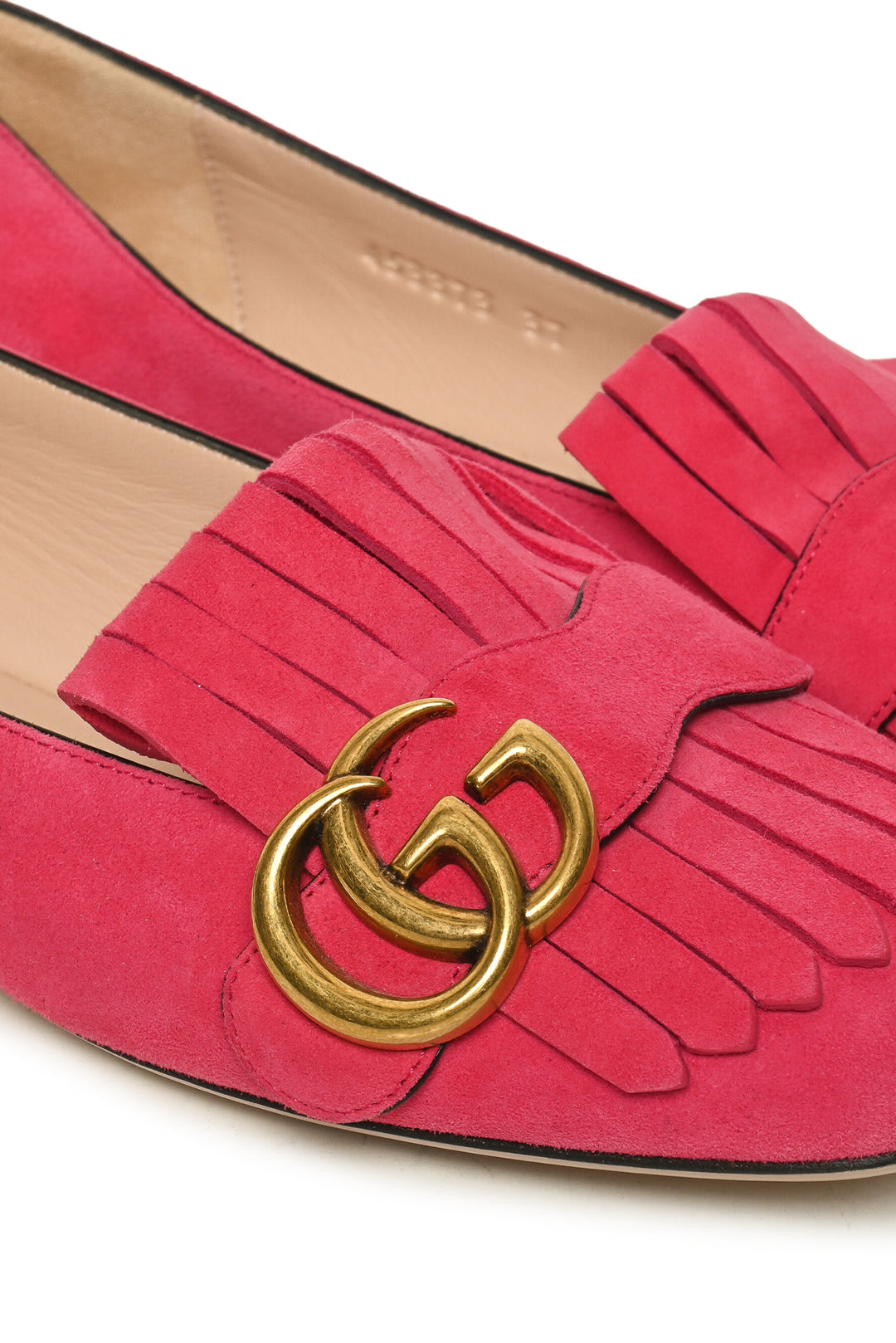 Gucci Size 37 GG Marmont Suede Fringe Flats