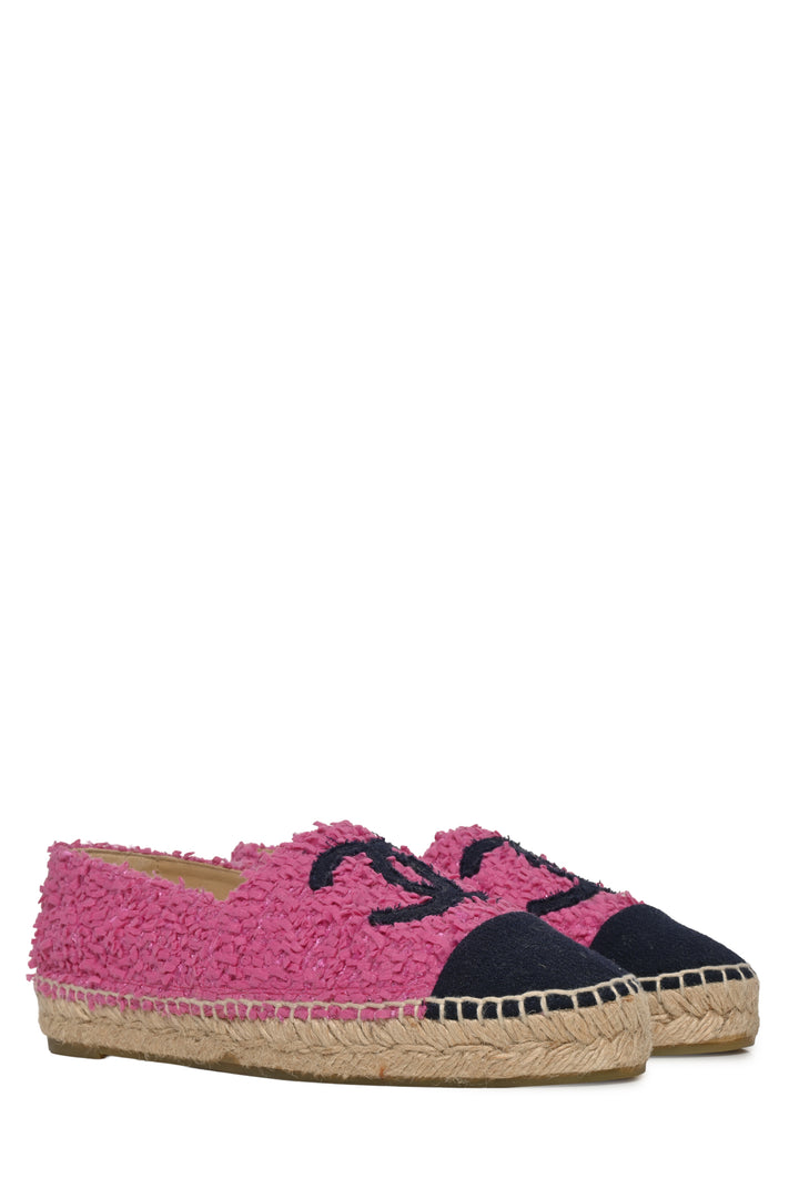 Chanel Size 38 Interlocking CC Tweed Espadrilles