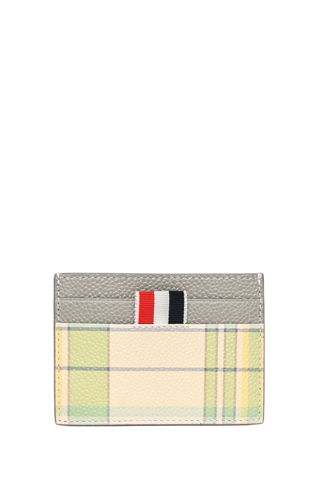 Thom Browne Pastel Green Check Single Card Holder Wallet