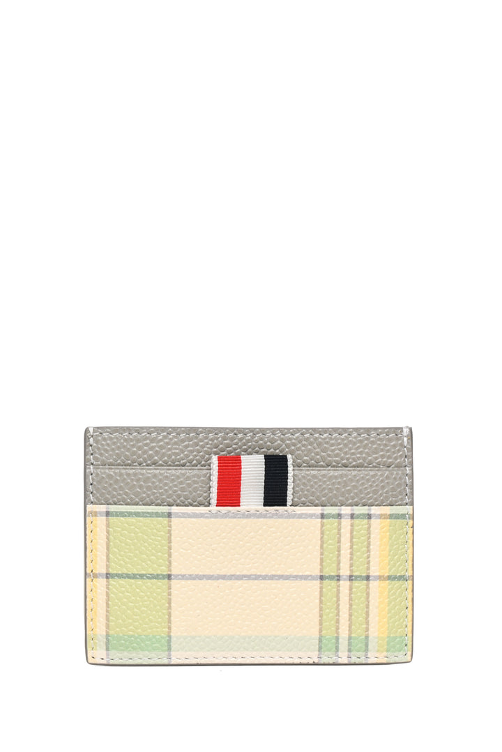 Thom Browne Pastel Green Check Single Card Holder Wallet