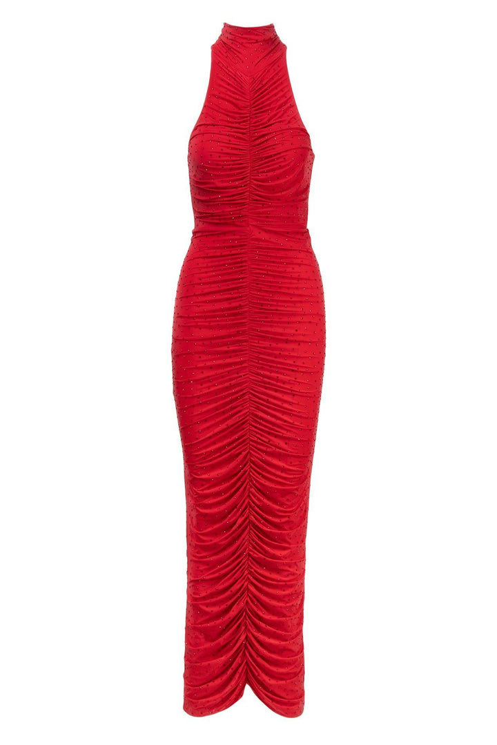 Alex Perry Size 12 Crystal Gabe Turtleneck Ruched Column Dress