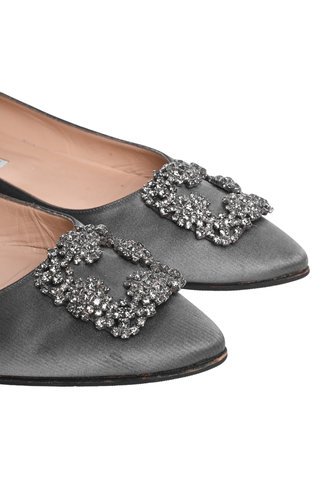 Manolo Blahnik Size 43 Satin Jewel Buckle Hangisi Flats