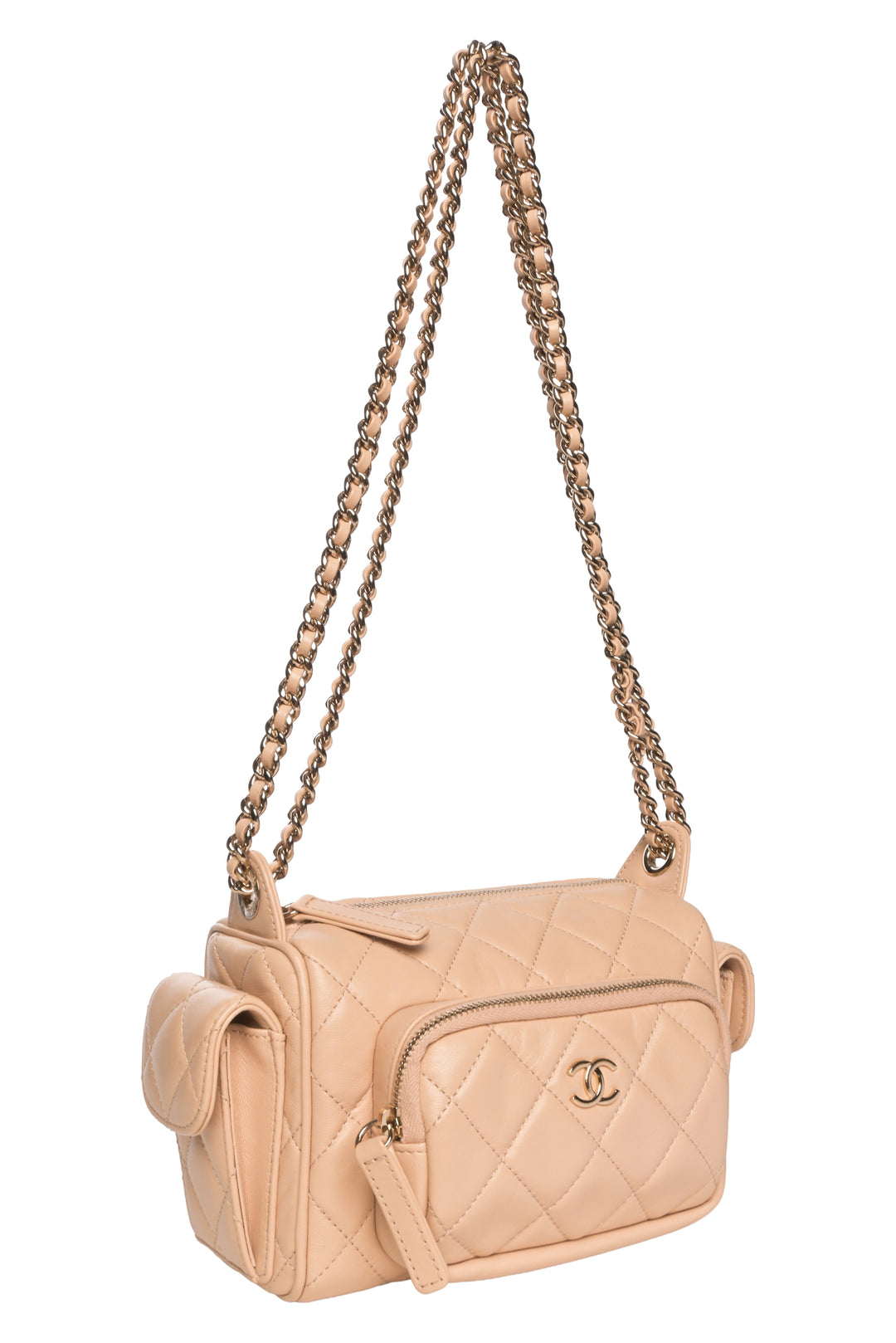 Chanel Lambskin Quilted Multi-Pocket Camera Case Shoulder Bag