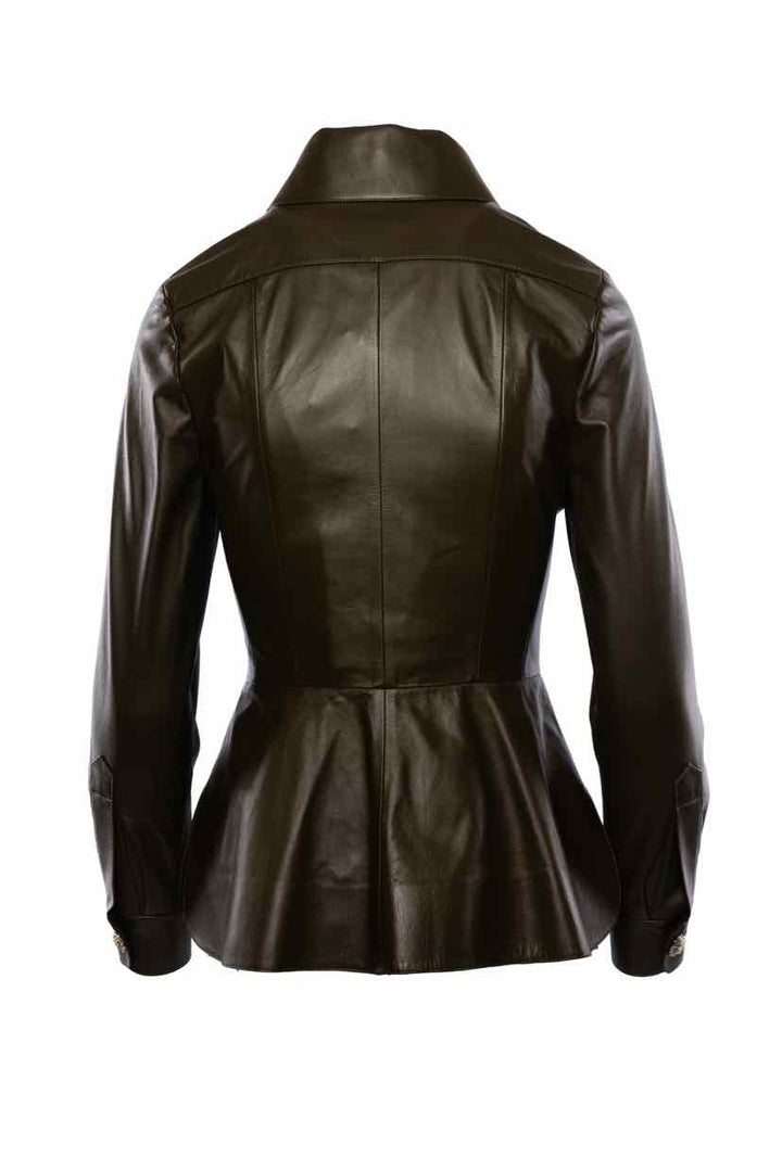 Chanel Size 36 Peplum Lambskin Leather Jacket