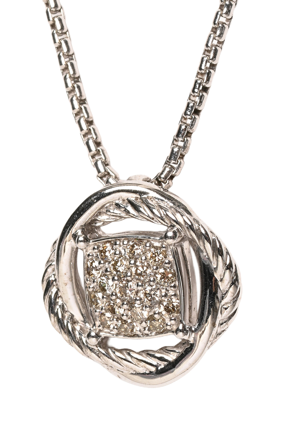 David Yurman Sterling Silver & Diamond Infinity Necklace
