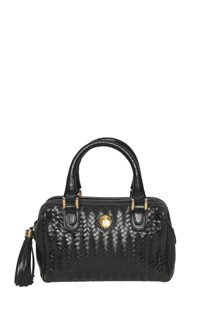 Fendi Vintage Woven Leather Mini Boston Bag