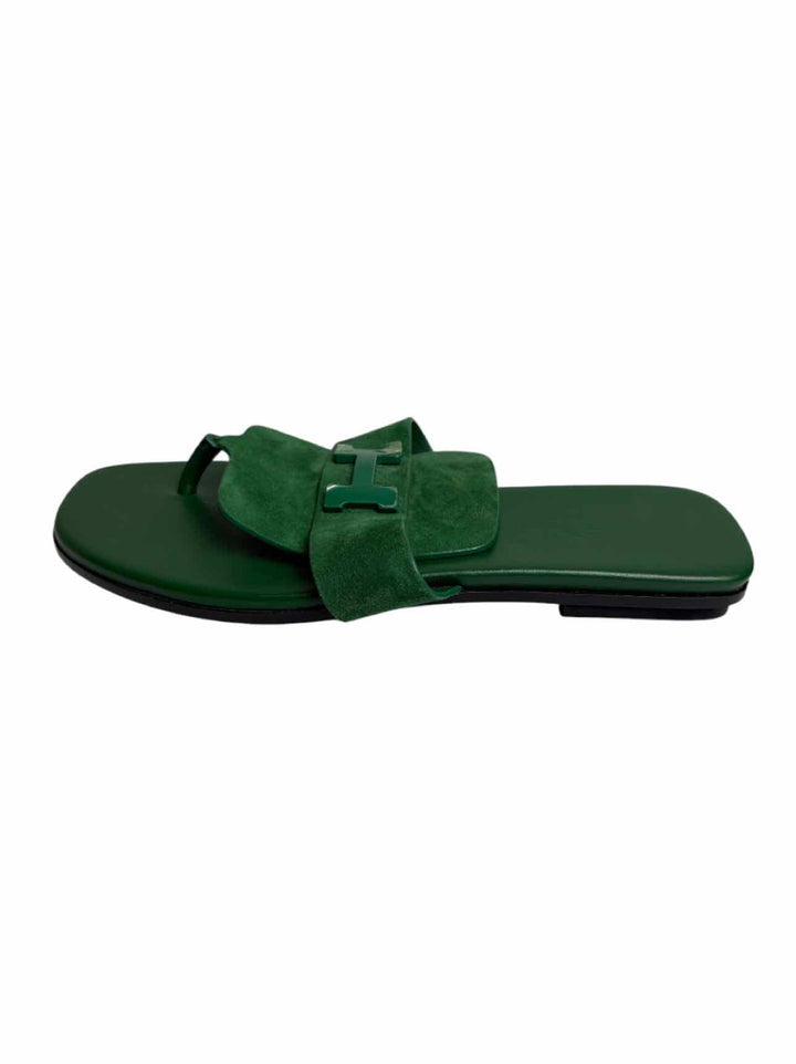 Hermes Size 37 Gallery Leather Logo Sandals