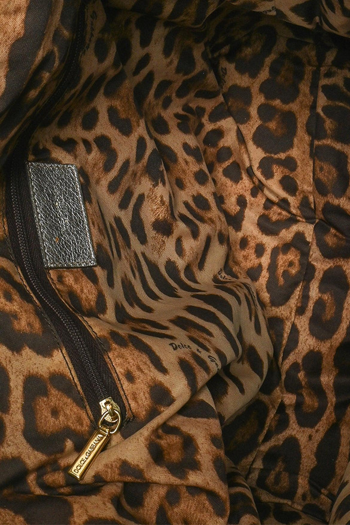 Dolce & Gabbana Studded Metallic Leather Buckle Shoulder Bag