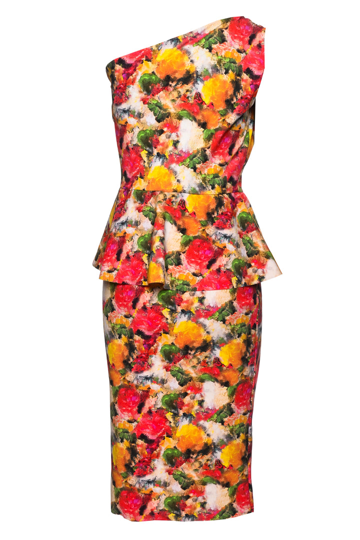 Chiara Boni Size 8 One Shoulder Midi Dress