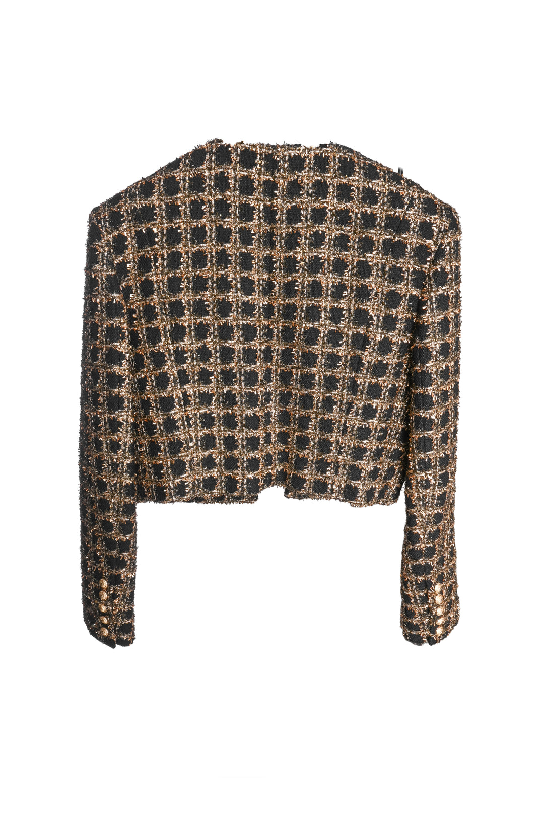 Balmain Size 40 Cropped Tweed Metallic Jacket