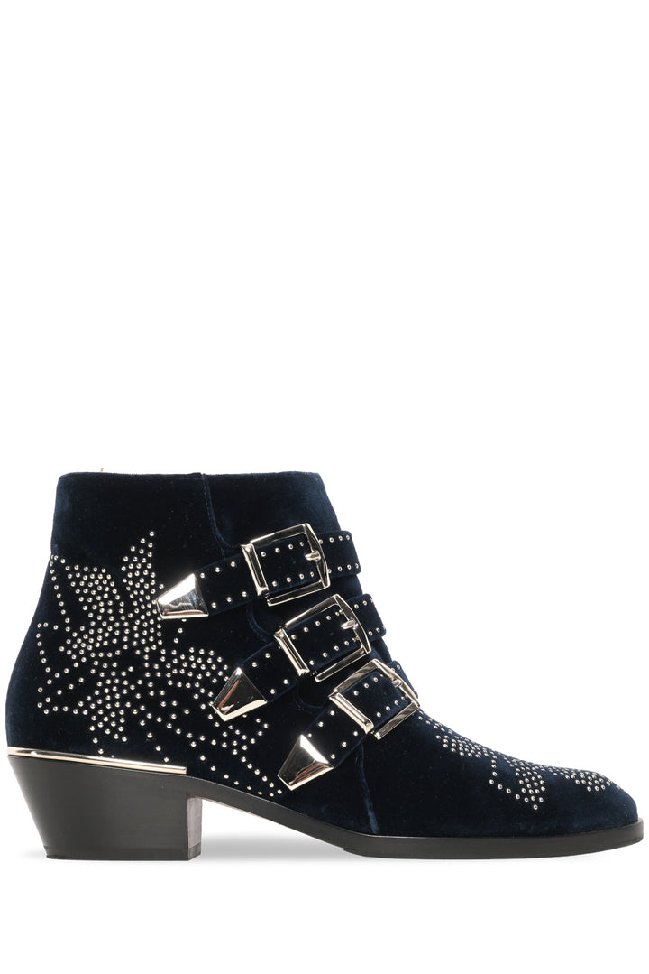Chloe Size 37 Susanna Studded Velvet Ankle Boots