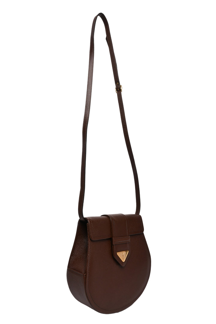 Saint Laurent Vintage Grained Leather YSL Triangle Logo Flap Shoulder Bag