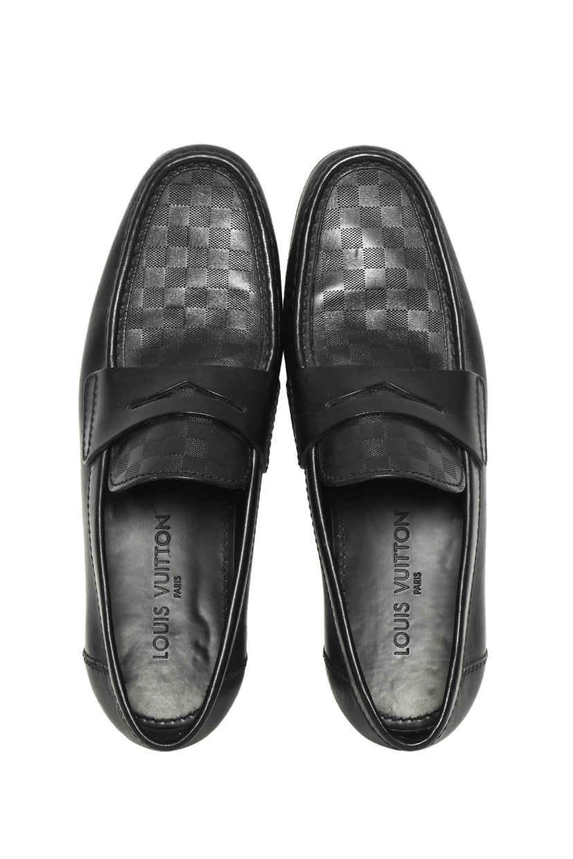 Mens Shoe Size 7.5 Louis Vuitton Men's Damier Infini Leather Loafer Shoes