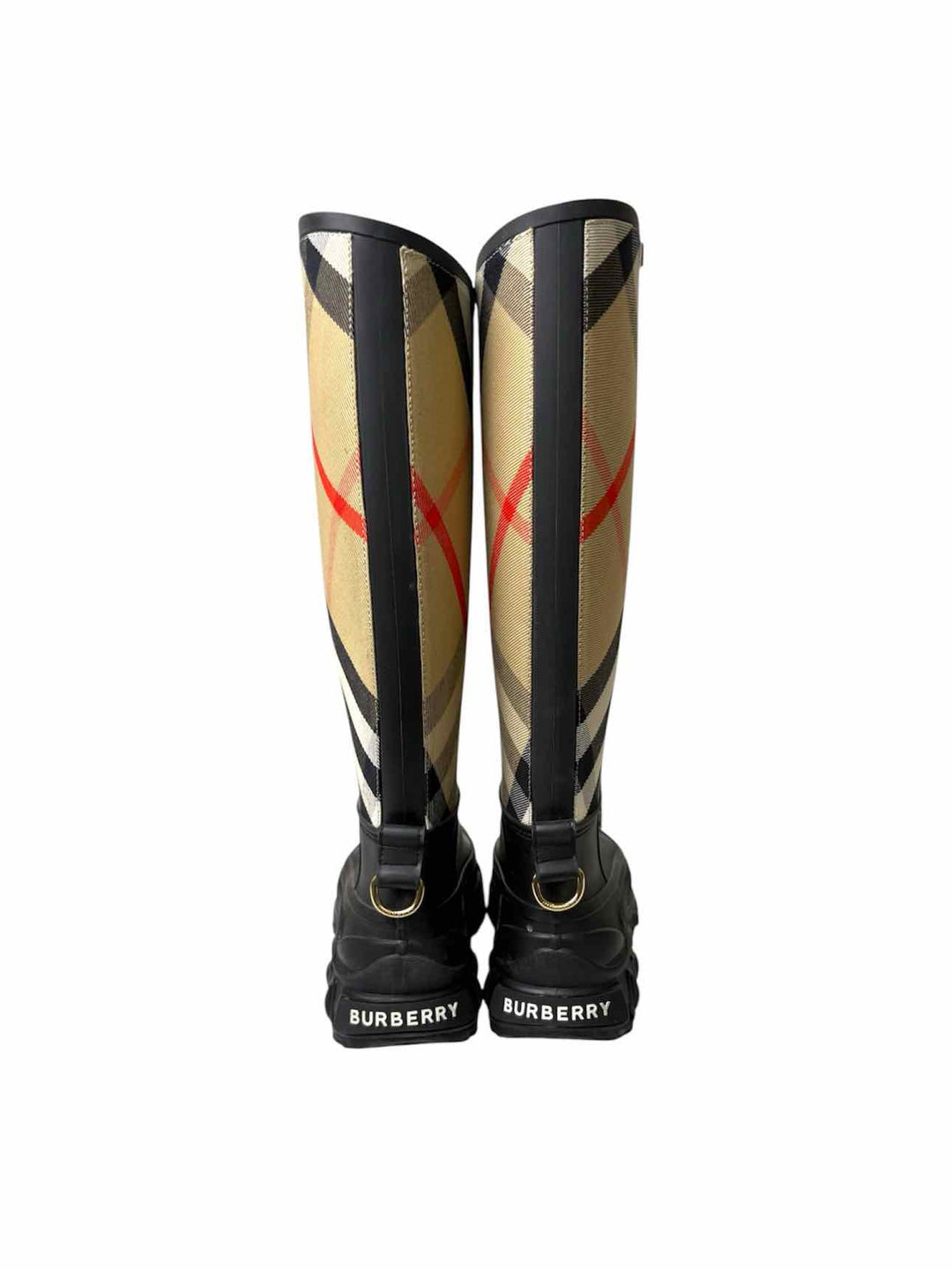 Burberry Size 37 House Check Tall Rubber Boots
