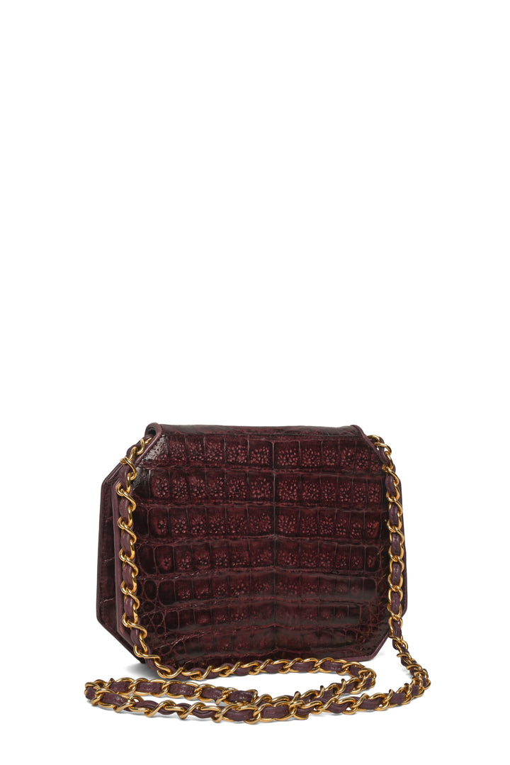 Chanel Vintage 1989-1991 Crocodile Octagon Flap Clutch Bag