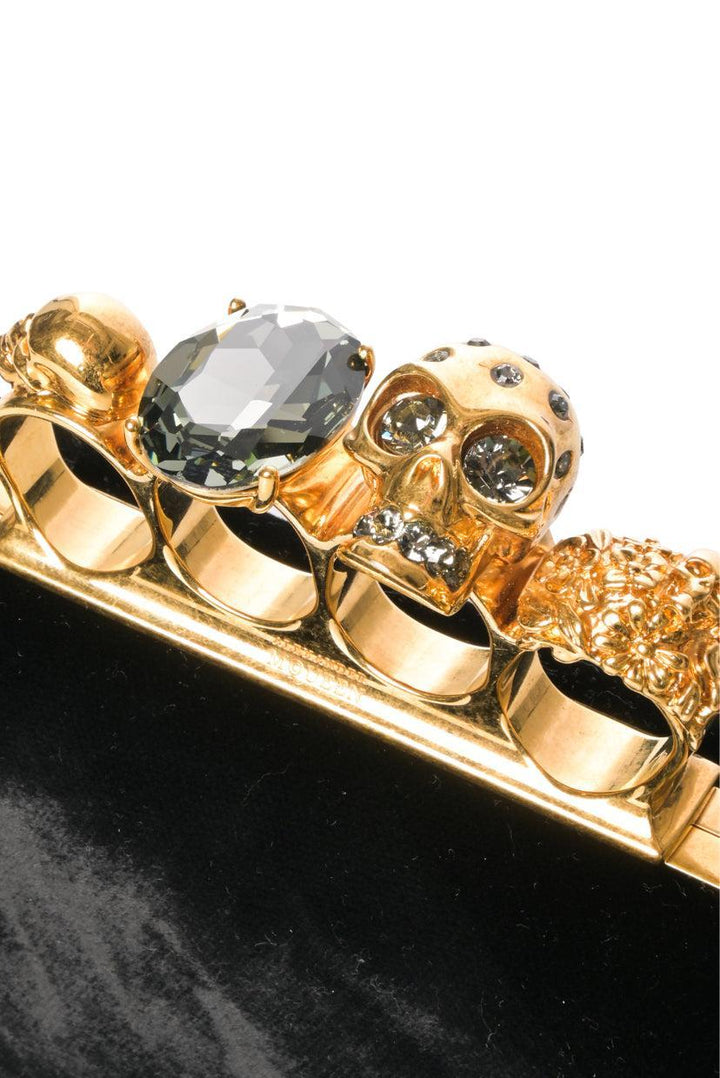 Alexander Mcqueen Velvet Jeweled Knuckle Box Clutch