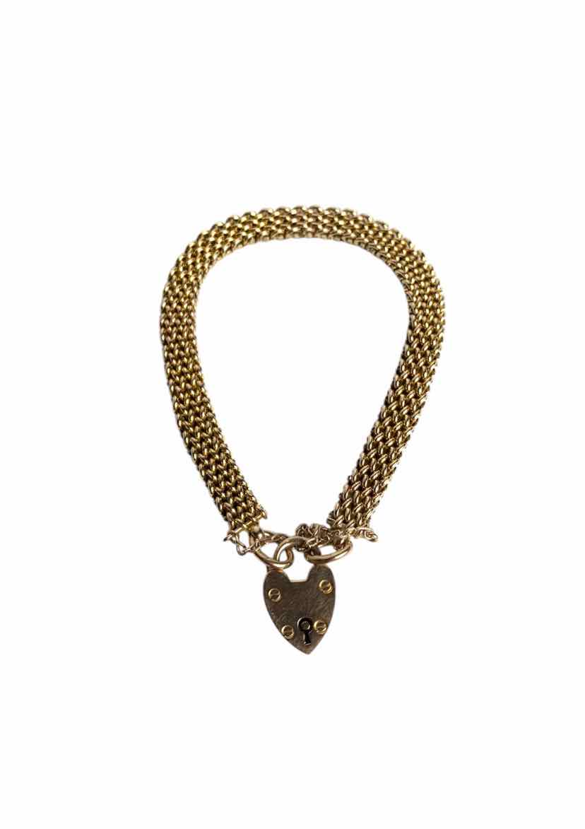 9K Yellow Gold Heart Locket Bracelet