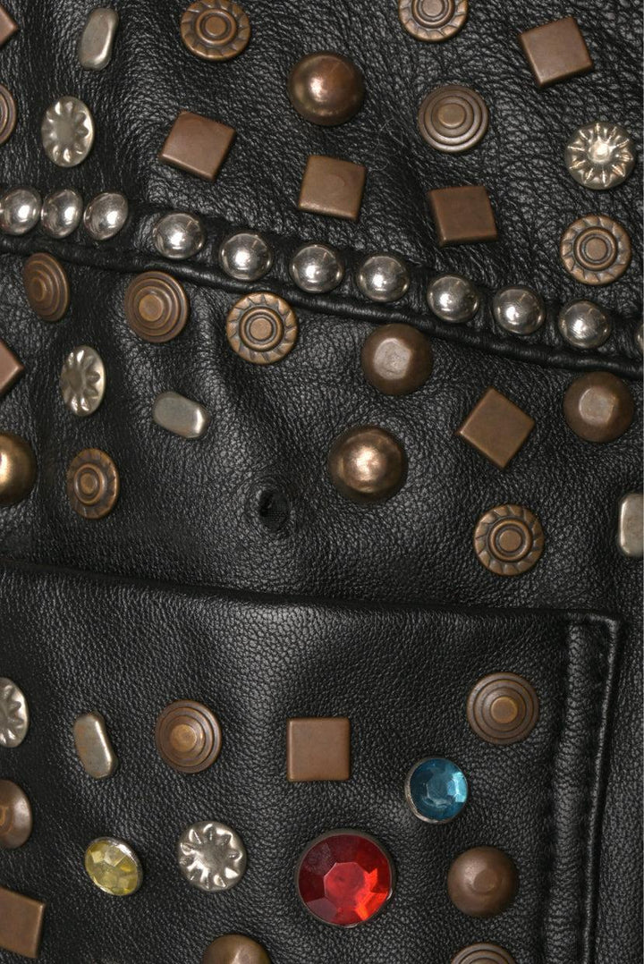 Jeremy Scott Size 10 Studded Fringe Leather Skirt