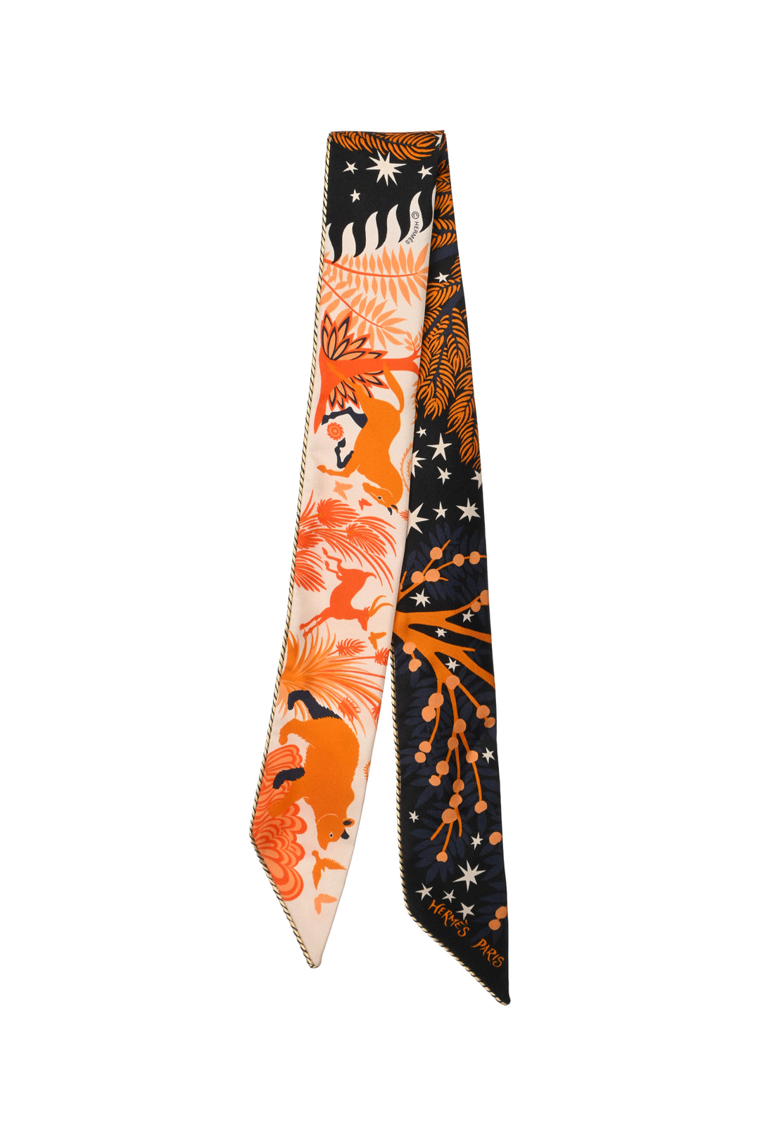 Hermes Le Charme D'Orphee Baguette Silk Twilly Scarf