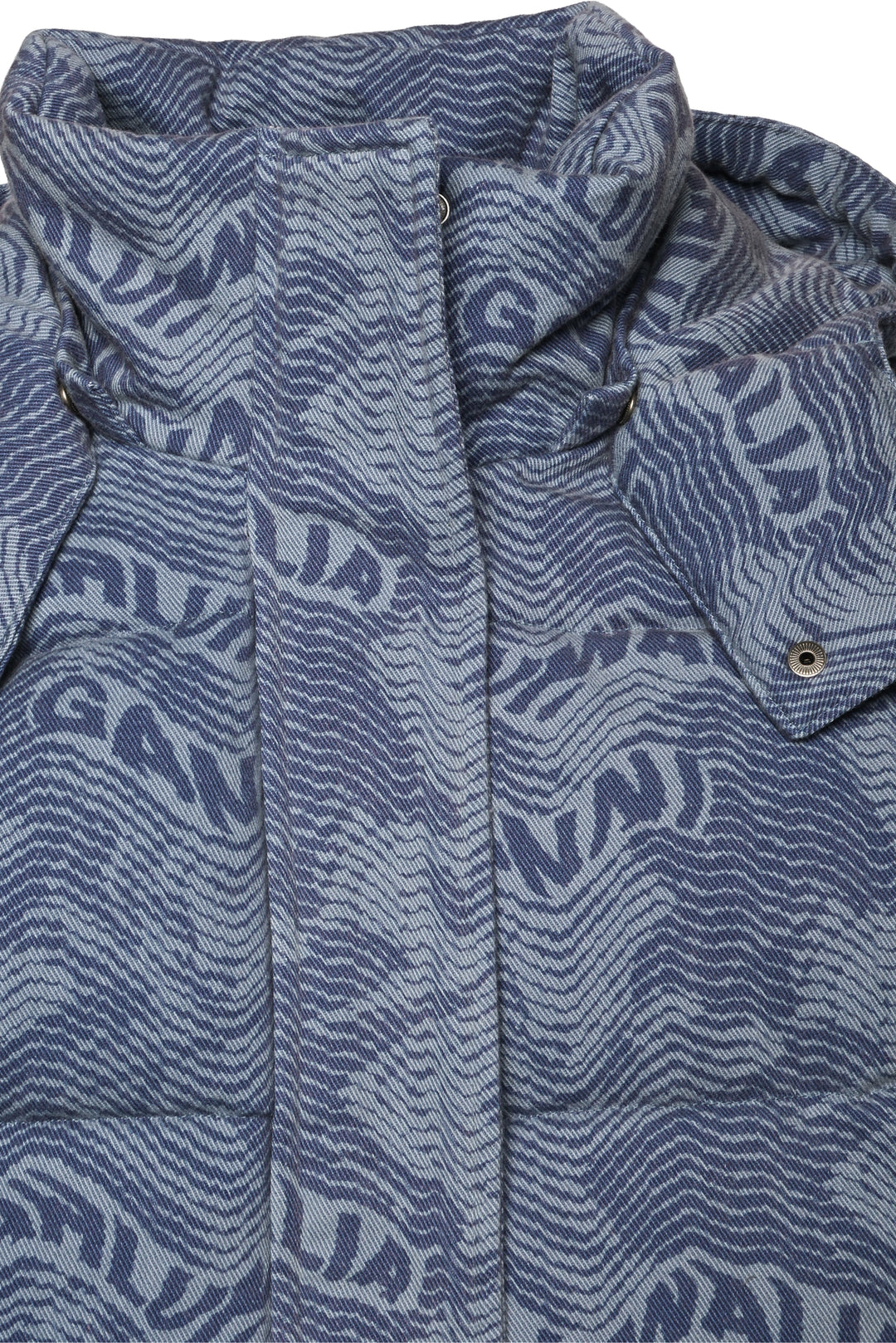 Ganni x Ahluwalia Size XXS/XS Printed Laser Denim Puffer Jacket