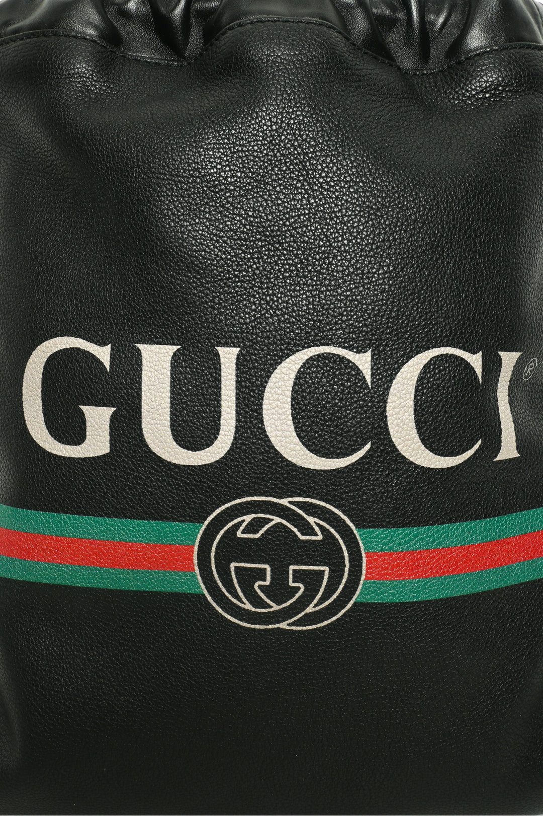 Gucci Calfskin Logo Drawstring BackPack