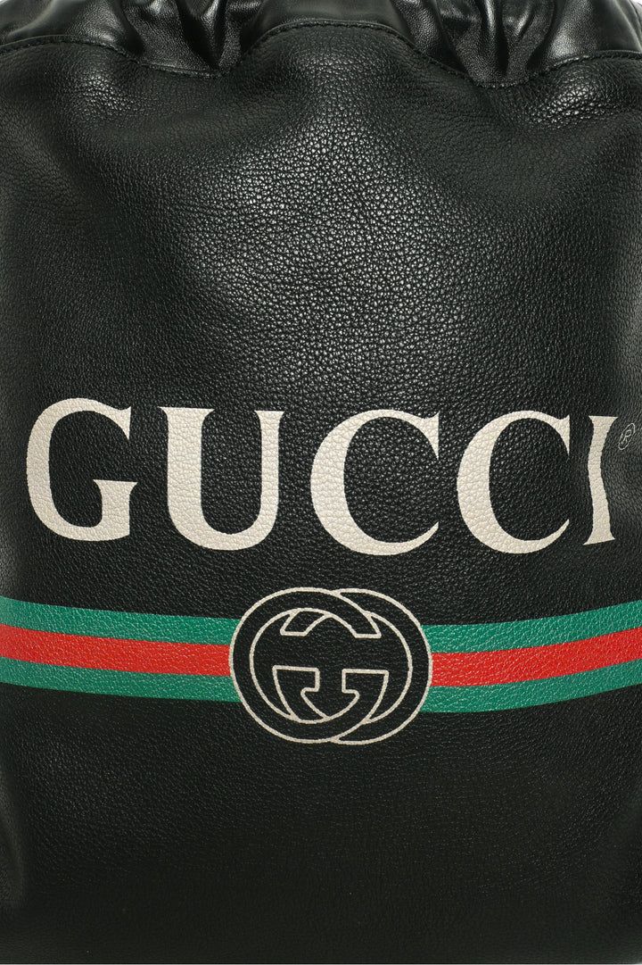 Gucci Calfskin Logo Drawstring BackPack