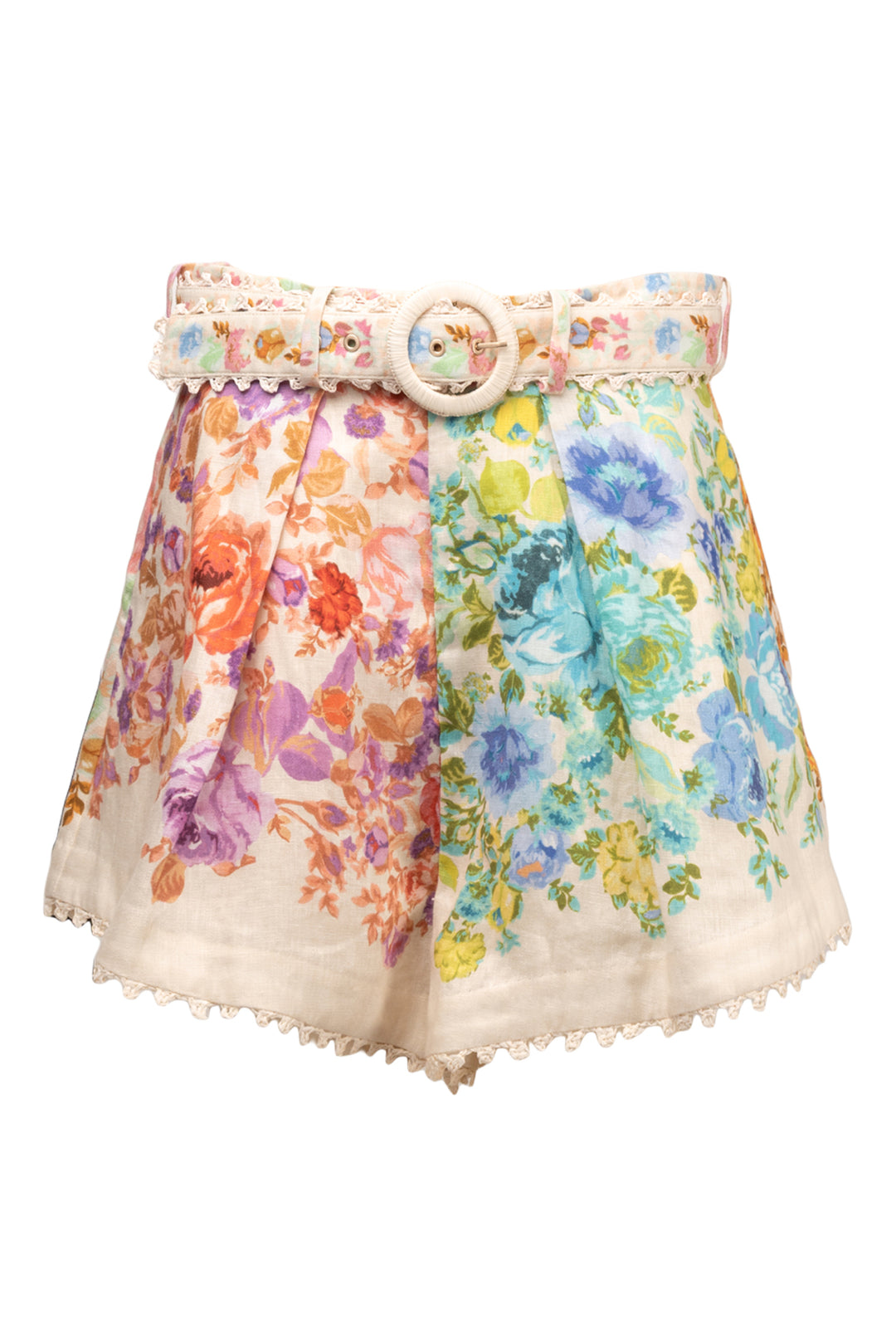 Zimmermann Size 3 Raie Tuck Floral Linen Shorts