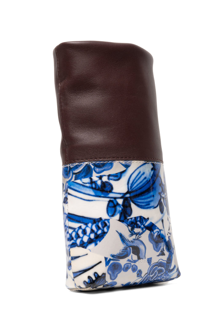 Dries Van Noten Two-Tone Patterned Leather Phone Holder Crossbody