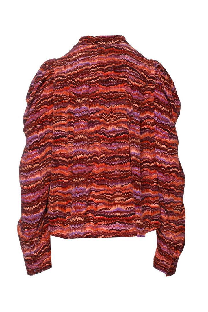 Ulla Johnson Size 16 Dari Puff Sleeve Patterned Silk Blouse