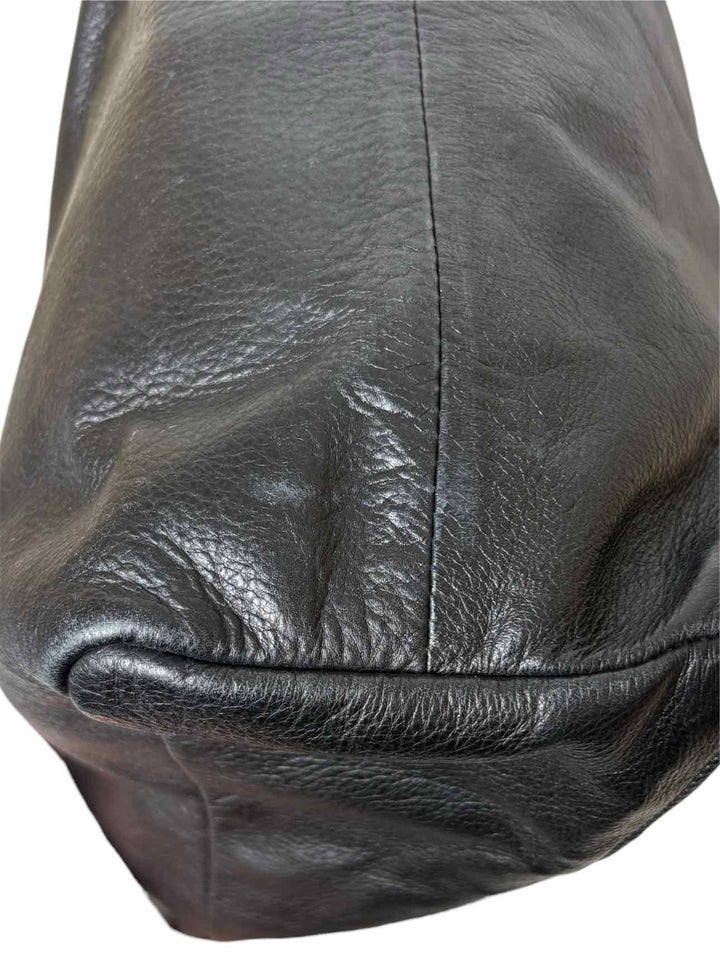 Max & Co Black Leather Gold Tone Zipper Tote Purse