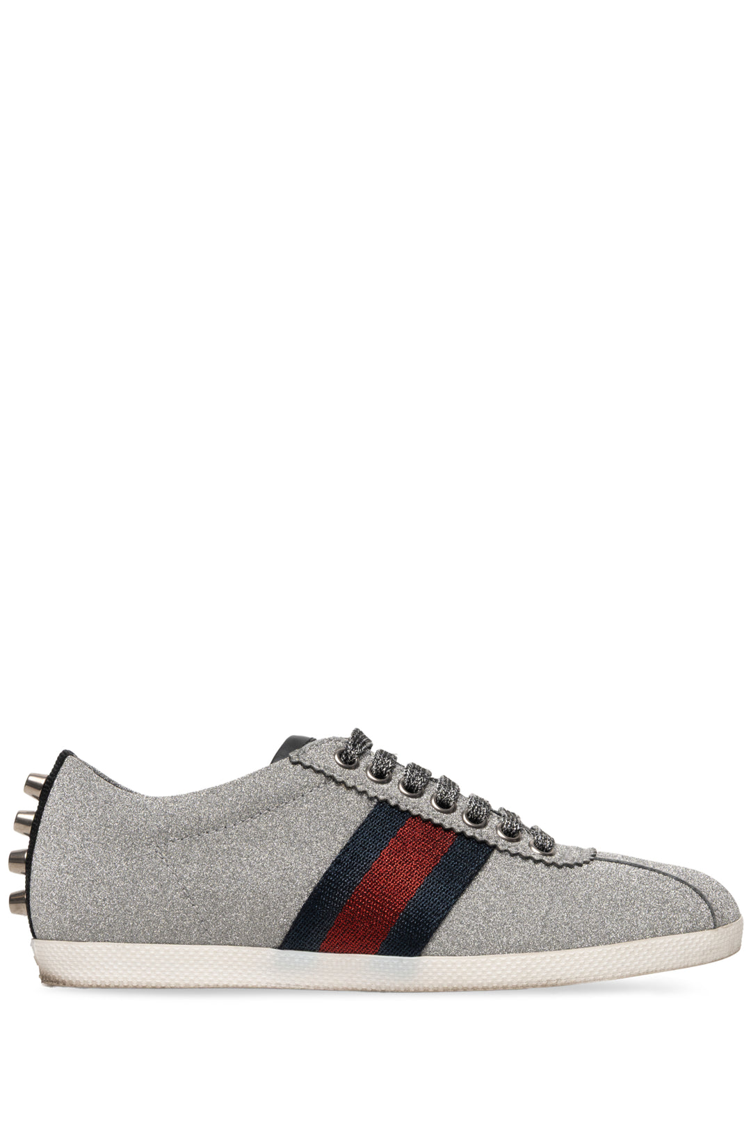 Gucci Size 35.5 Bambi Web Silver Sneaker