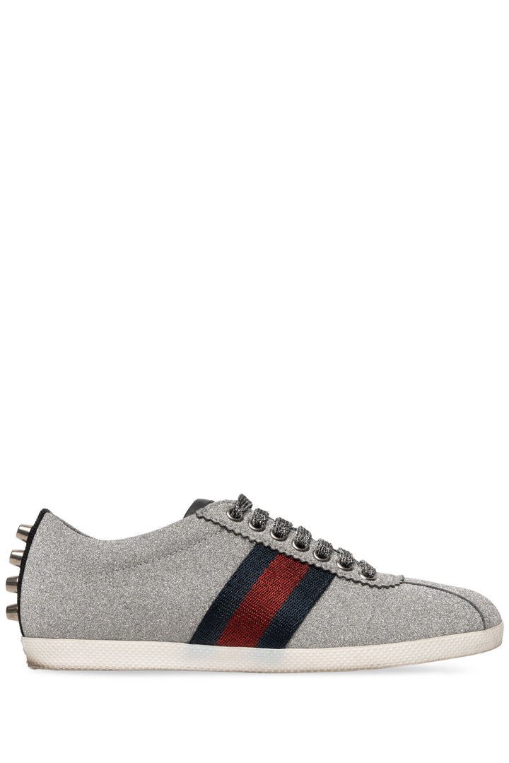Gucci Size 35.5 Bambi Web Silver Sneaker