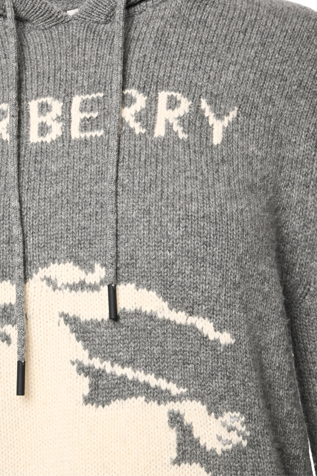 Burberry Size S EKD Intarsia-Knit Hooded Sweater