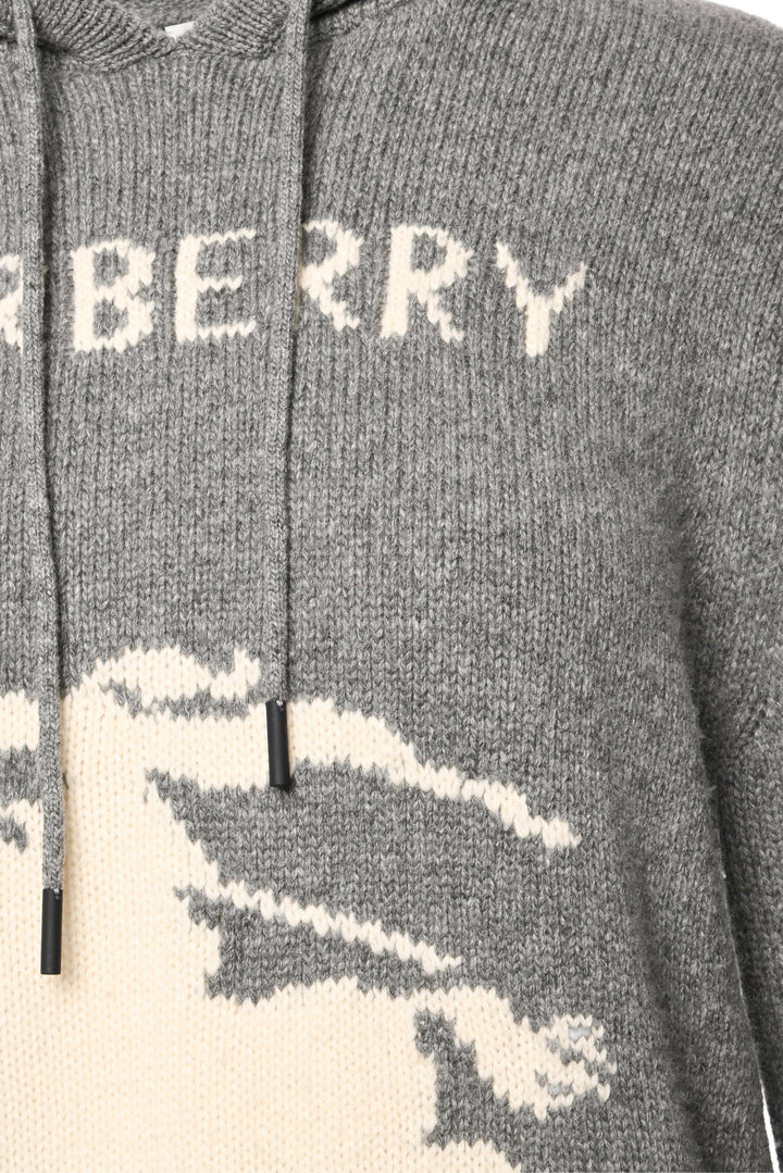 Burberry Size S EKD Intarsia-Knit Hooded Sweater
