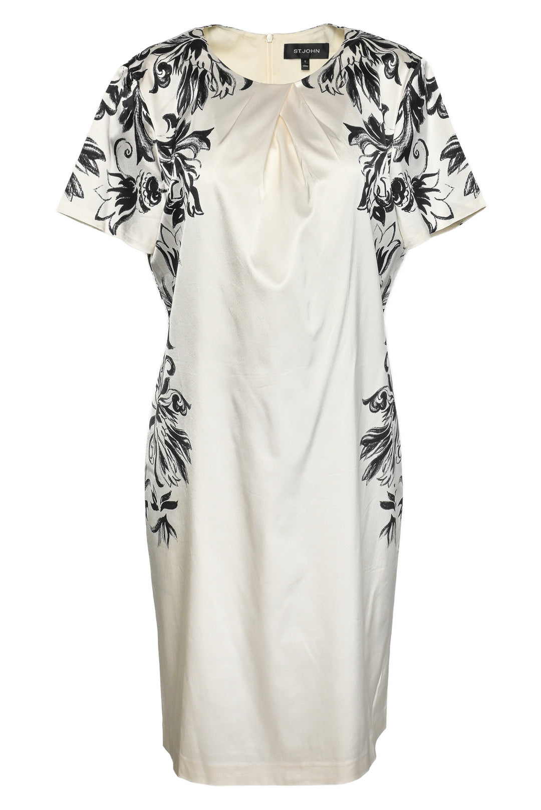 St. John Size 12 Floral Print Silk Dress