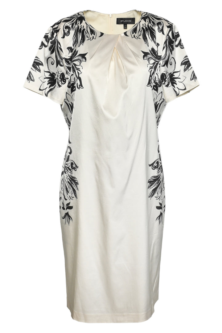 St. John Size 12 Floral Print Silk Dress