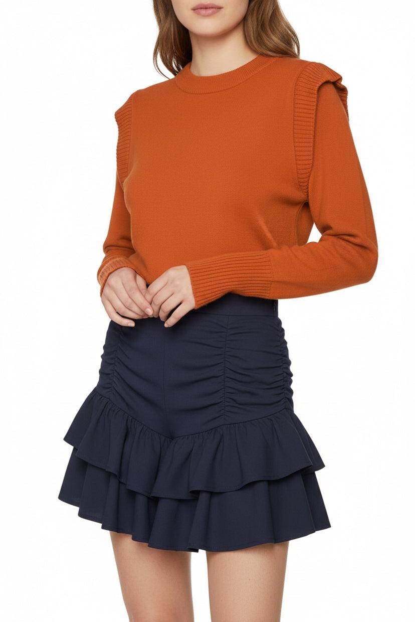 Sea New York Size L Shoulder Detail Wool Blend Sweater