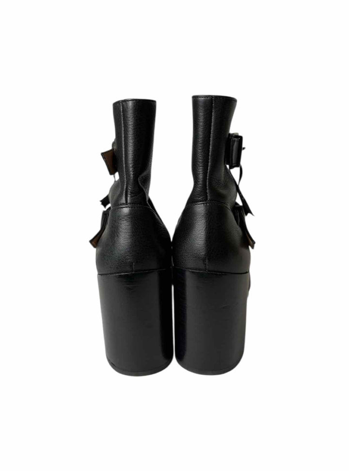 Robert Clergerie Size 37.5 Melody Noir Leather Ankle Boots