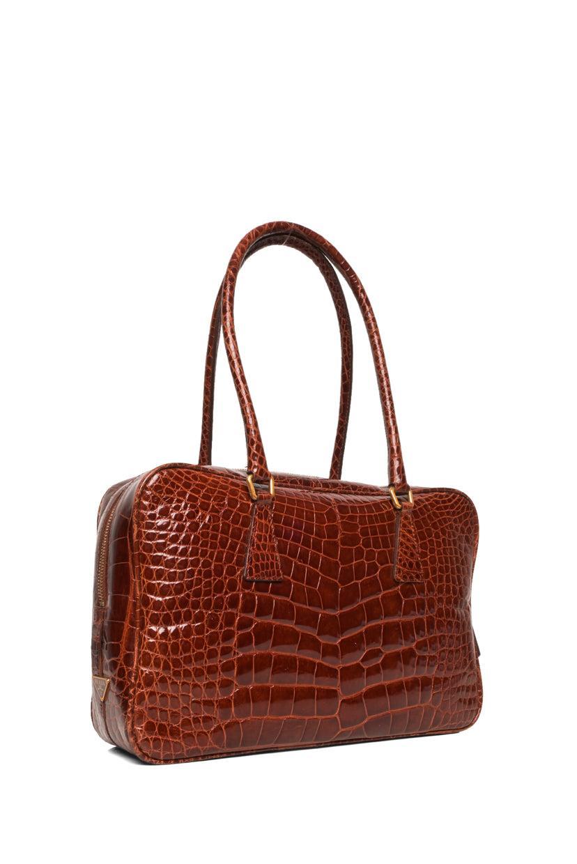 Prada 2000s Crocodile Leather Shoulder Bag