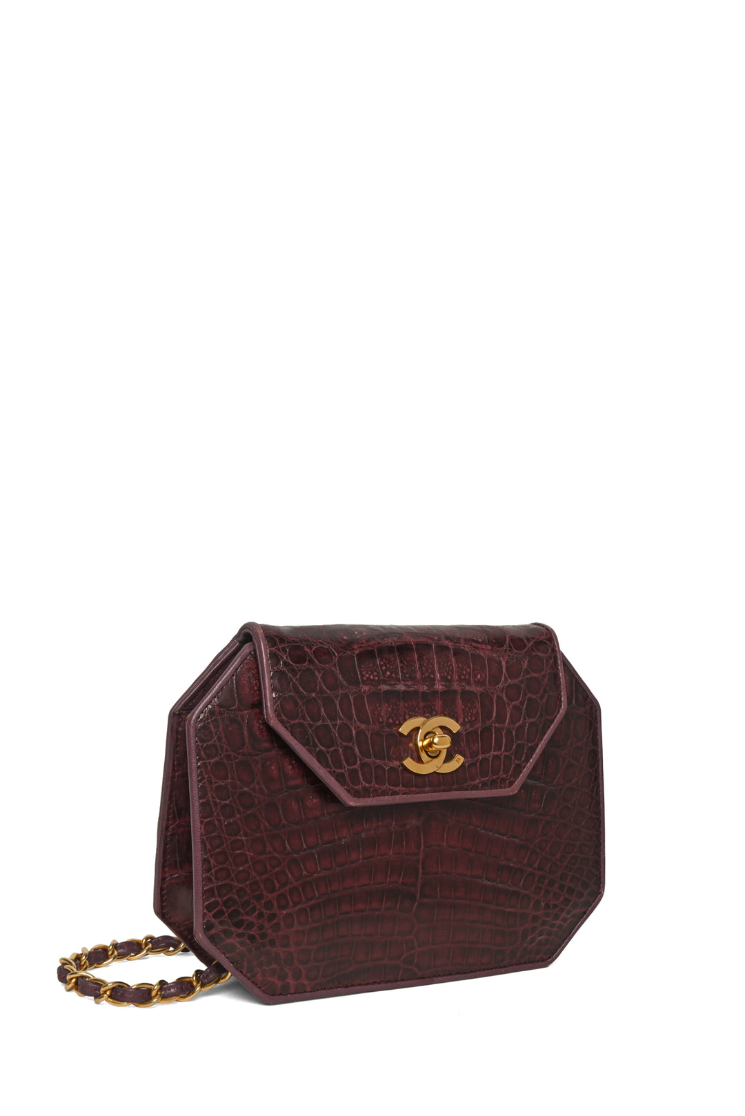 Chanel Vintage 1989-1991 Crocodile Octagon Flap Clutch Bag