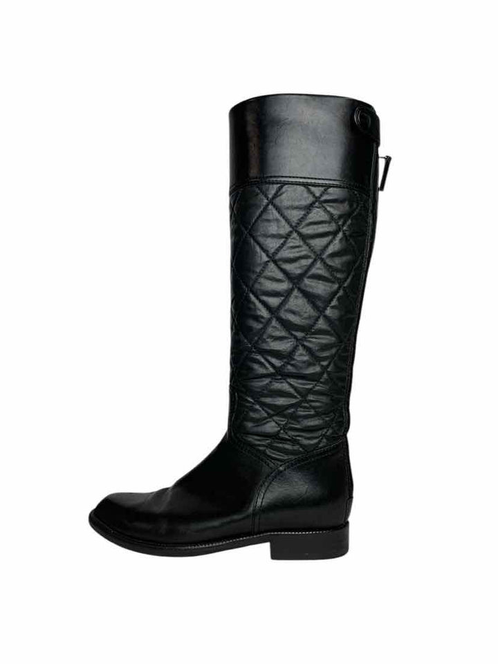 Chanel Size 37.5 Quilted Nylon & Leather Boots